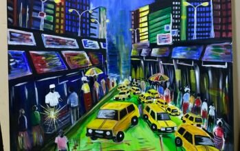 Market place. Acrylic on canvass 42 by 30