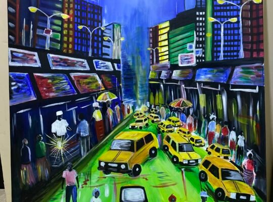 Market place. Acrylic on canvass 42 by 30