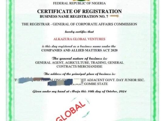 Corporate Affairs Commission (CAC) registration and training