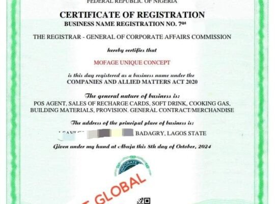 Corporate Affairs Commission (CAC) registration and training